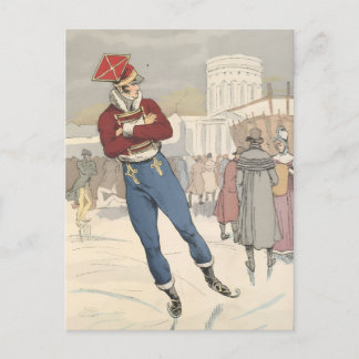 Vintage Parisian Ice Skating Fashion 1898 Holiday Postcard