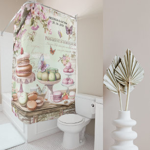 Vintage Parisian Patisserie Wonderland Custom Name Shower Curtain