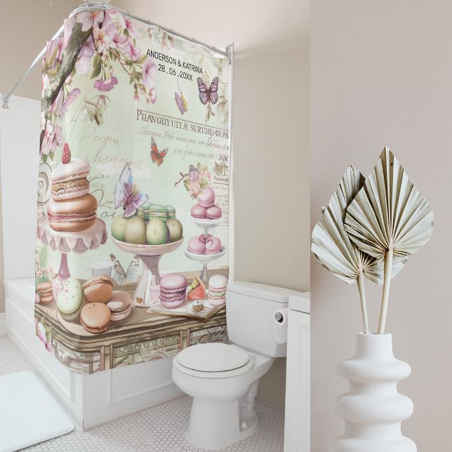 Vintage Parisian Patisserie Wonderland Custom Name Shower Curtain (Creator Uploaded)