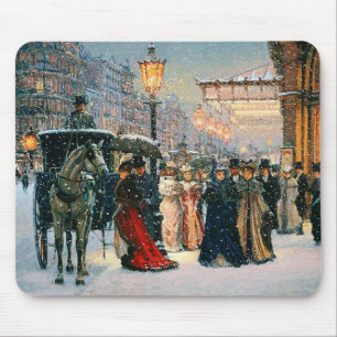 Vintage Parisian Style Christmas Gift Mousepads