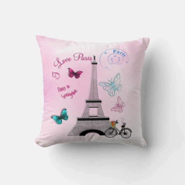Vintage Parisian Style Love Paris Cushion (Front)