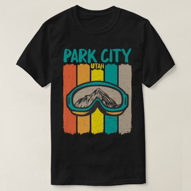 Vintage Park City Utah TSkiing Snowboarding T-Shirt (Design Front)