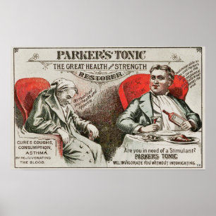 Vintage Parker's Tonic Medicine Quackery Advertise Poster
