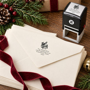 Vintage Partridge Christmas Return Address Self-inking Stamp