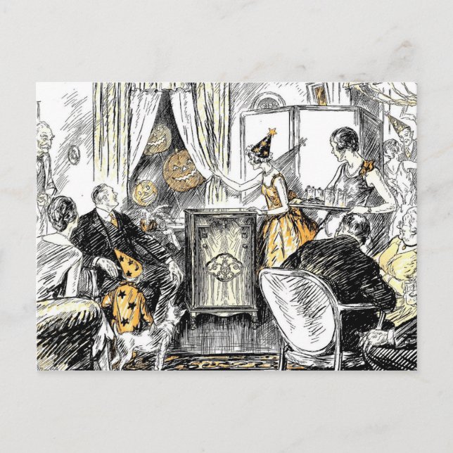 Vintage Party Celebrate Old-Fashioned Halloween Invitation Postcard (Front)