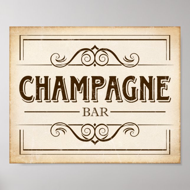 Vintage Party CHAMPAGNE BAR Sign Print (Front)