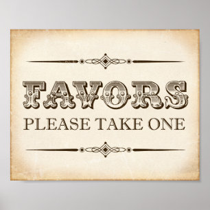 Vintage Party FAVORS Sign Print