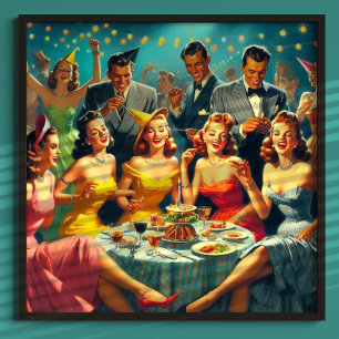 Vintage Party Illustration Poster