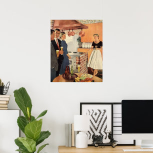 Vintage Party in the Kitchen, Beer and Appetizers Poster