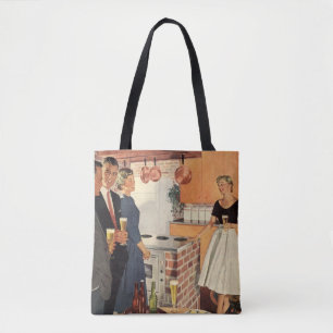 Vintage Party in the Kitchen, Beer and Appetizers Tote Bag