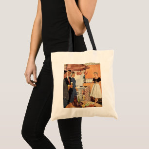 Vintage Party in the Kitchen, Beer and Appetizers Tote Bag