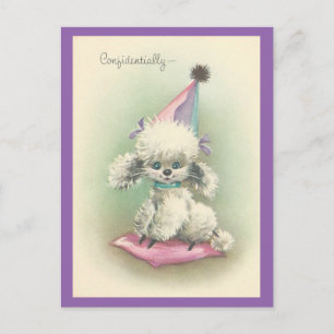 Vintage Party Poodle Invitation Postcard