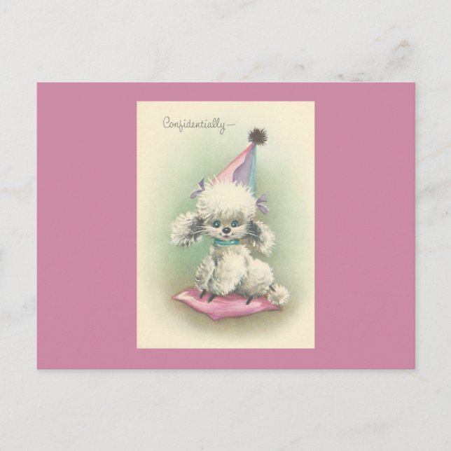 Vintage Party Poodle Invitation Postcard (Front)