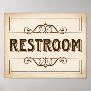 Vintage Party RESTROOM Sign Print