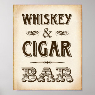 Vintage Party WHISKEY & CIGAR BAR Sign Print