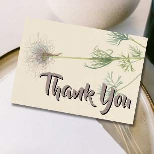 Vintage Pasqueflower Botanical Watercolor Thanks Thank You Card