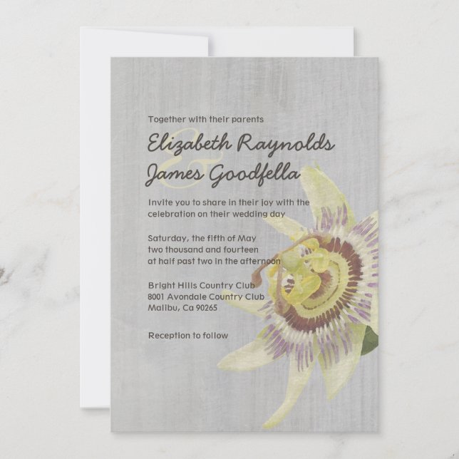 Vintage Passion Flower Wedding Invitations (Front)