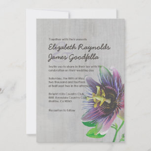 Vintage Passion Flowers Wedding Invitations