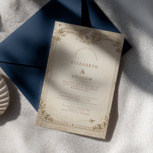 Vintage Passport Destination Wedding Invitation