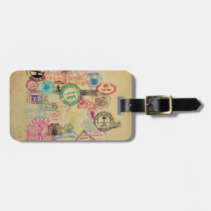 Vintage Passport Stamps Luggage Tag