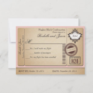 Vintage Passport Ticket RSVP Card