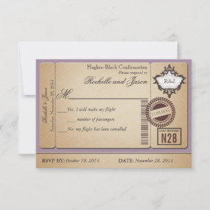 Vintage Passport Ticket RSVP Card