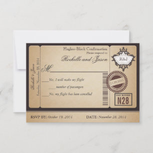 Vintage Passport Ticket RSVP Card