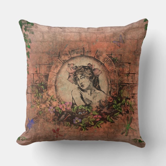 Vintage Past Image Decorative Pillow (Front)