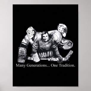 Vintage Past Retro Hockey Goalie Heratige Logo Poster