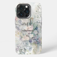Vintage Pastel Abstract Flowers Monogram Name