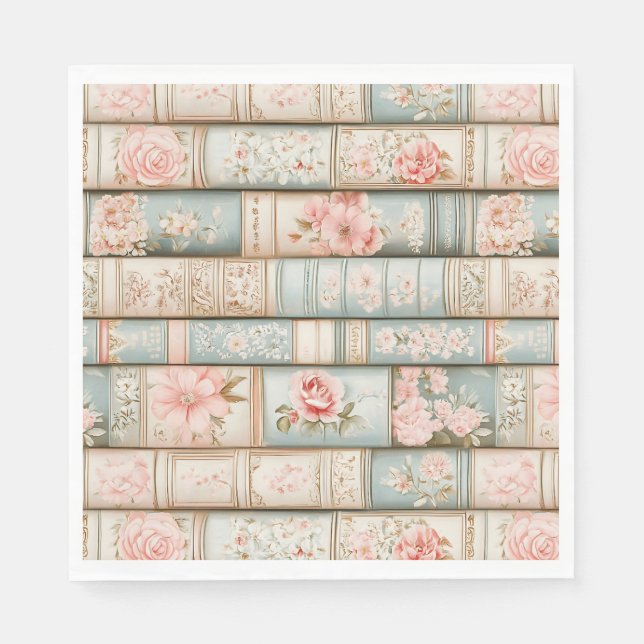 Vintage pastel book stacks napkin (Front)