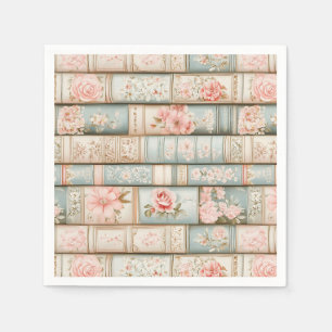 Vintage pastel book stacks napkin