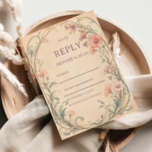 Vintage Pastel Botanical Elegant RSVP Card