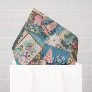 Vintage Pastel Christmas Card Collage Tissue Paper