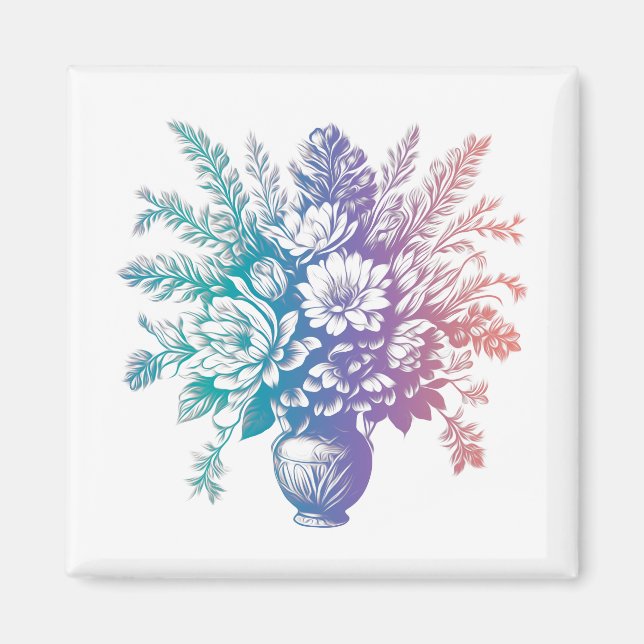 Vintage Pastel Colourful Floral Design Magnet (Front)