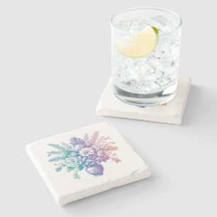 Vintage Pastel Colourful Floral Design Stone Coaster