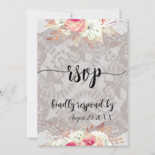 Vintage Pastel Floral Blush Rose Style RSVP Card