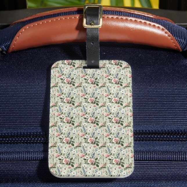 Vintage Pastel Floral Botanical Pattern Luggage Tag (Front Insitu 2)