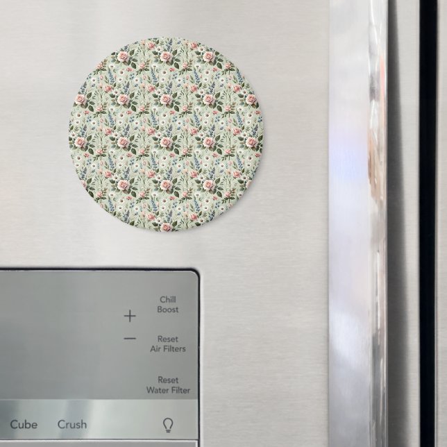 Vintage Pastel Floral Botanical Pattern Magnet (In Situ (Fridge))