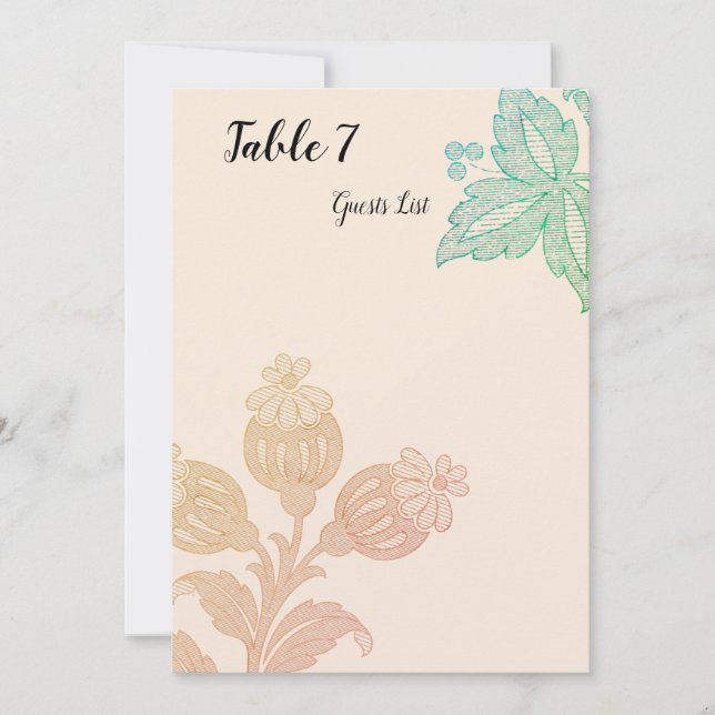 Vintage Pastel Floral Peach Green Wedding (Front)