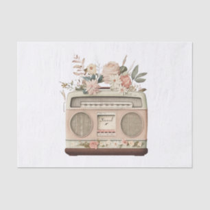 Vintage Pastel Floral Radio Art for Decoupage Tissue Paper