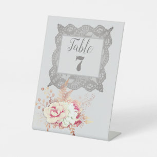 Vintage Pastel Floral Rose Pedestal Sign