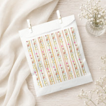 Vintage Pastel Floral Stripe Favour Bag