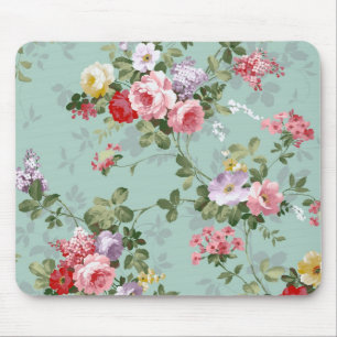 Vintage Pastel Flowers Mouse Pad