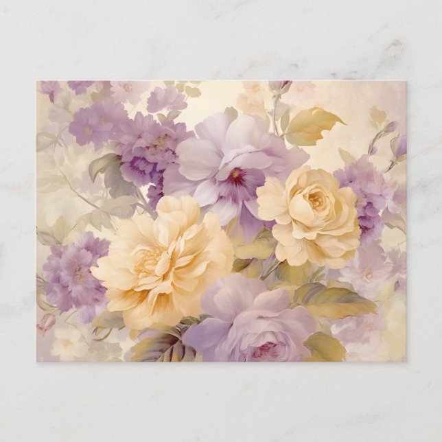 Vintage Pastel Garden Flowers  Postcard (Front)