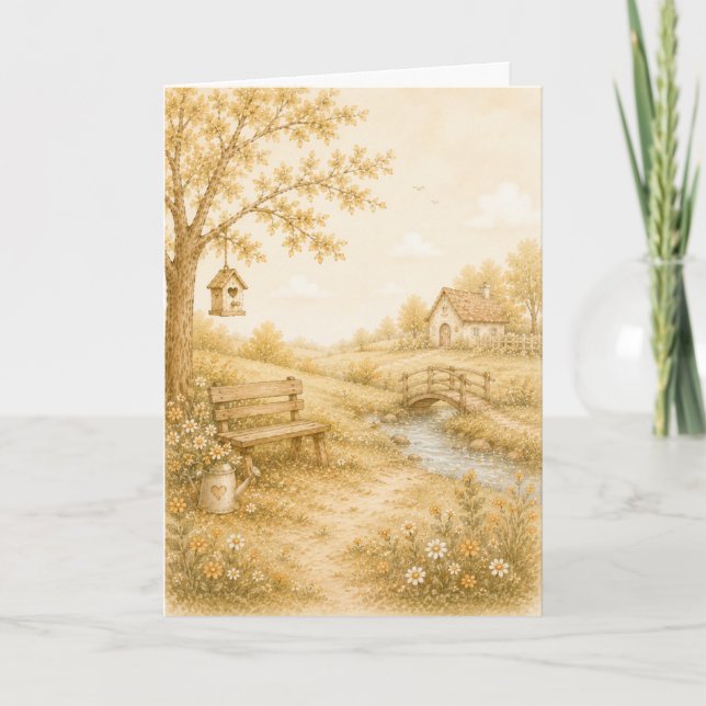 Vintage Pastel Meadow Greeting  Card (Front)