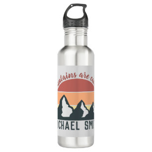 Vintage pastel mountains are calling monogram grey 710 ml water bottle