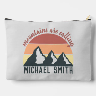 Vintage pastel mountains are calling monogram grey accessory pouch