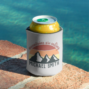 Vintage pastel mountains are calling monogram grey can cooler