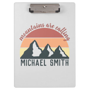 Vintage pastel mountains are calling monogram grey clipboard